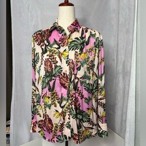 NWT Free People Under The Palms Buttondown Shirt - Pink Ivory Botanical - XS